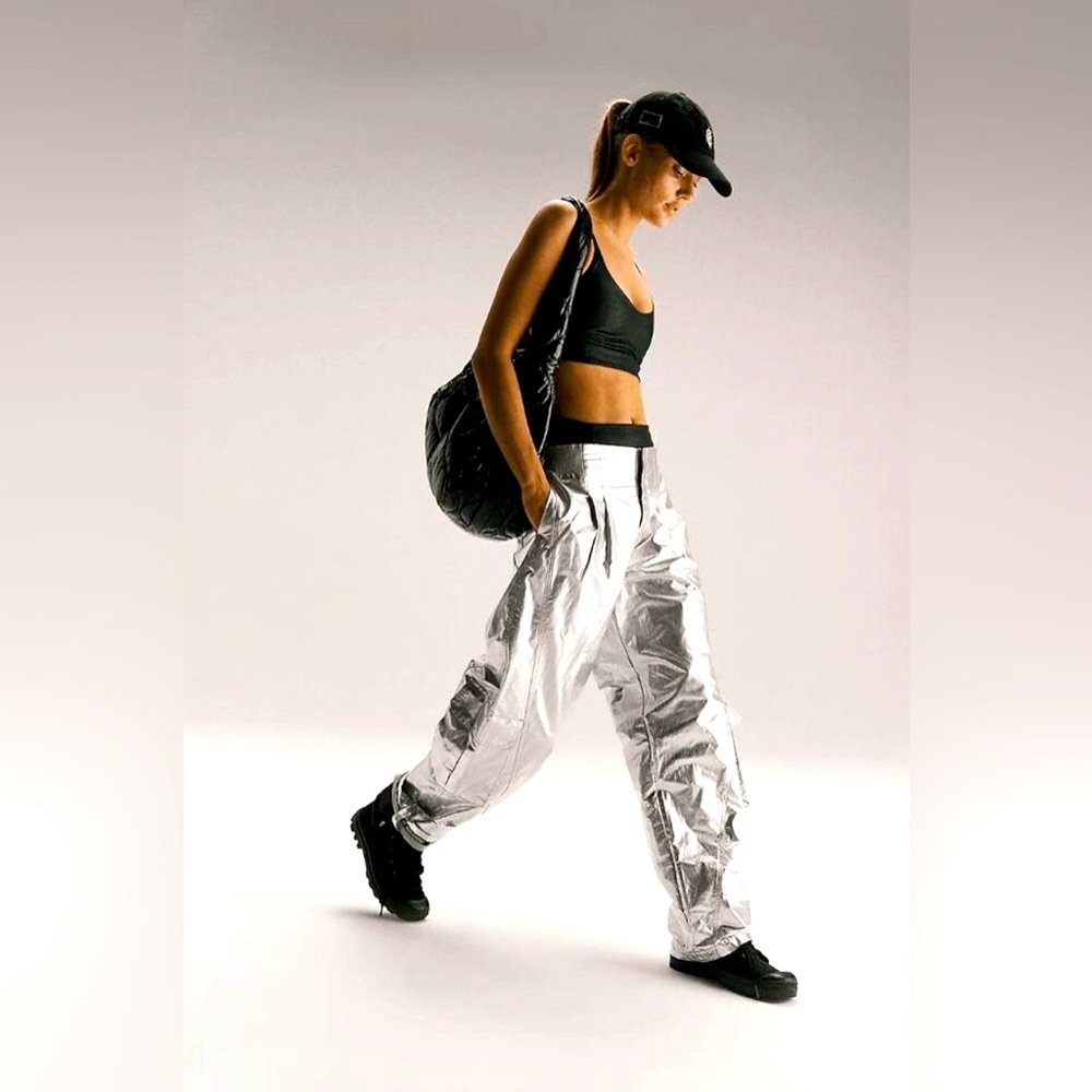 Free People Silver Straight Leg Pants